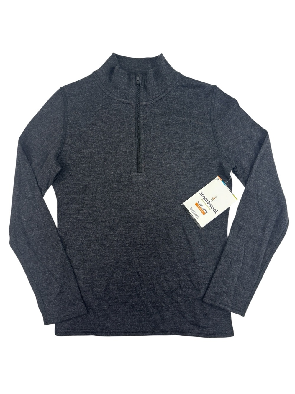 SmartWool Kids' Classic Thermal Merino Charcoal 1/4 Zip Base Layer Size M NWT